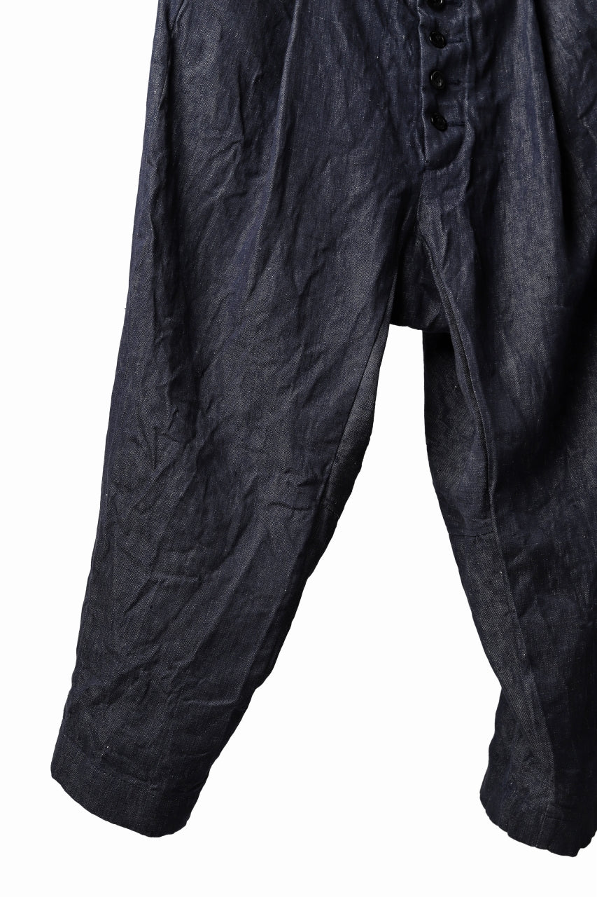 KLASICA SABRON WIDE TAPERED TROUSERS / DEEP DYED LINEN DENIM (NAVY) - Image 26