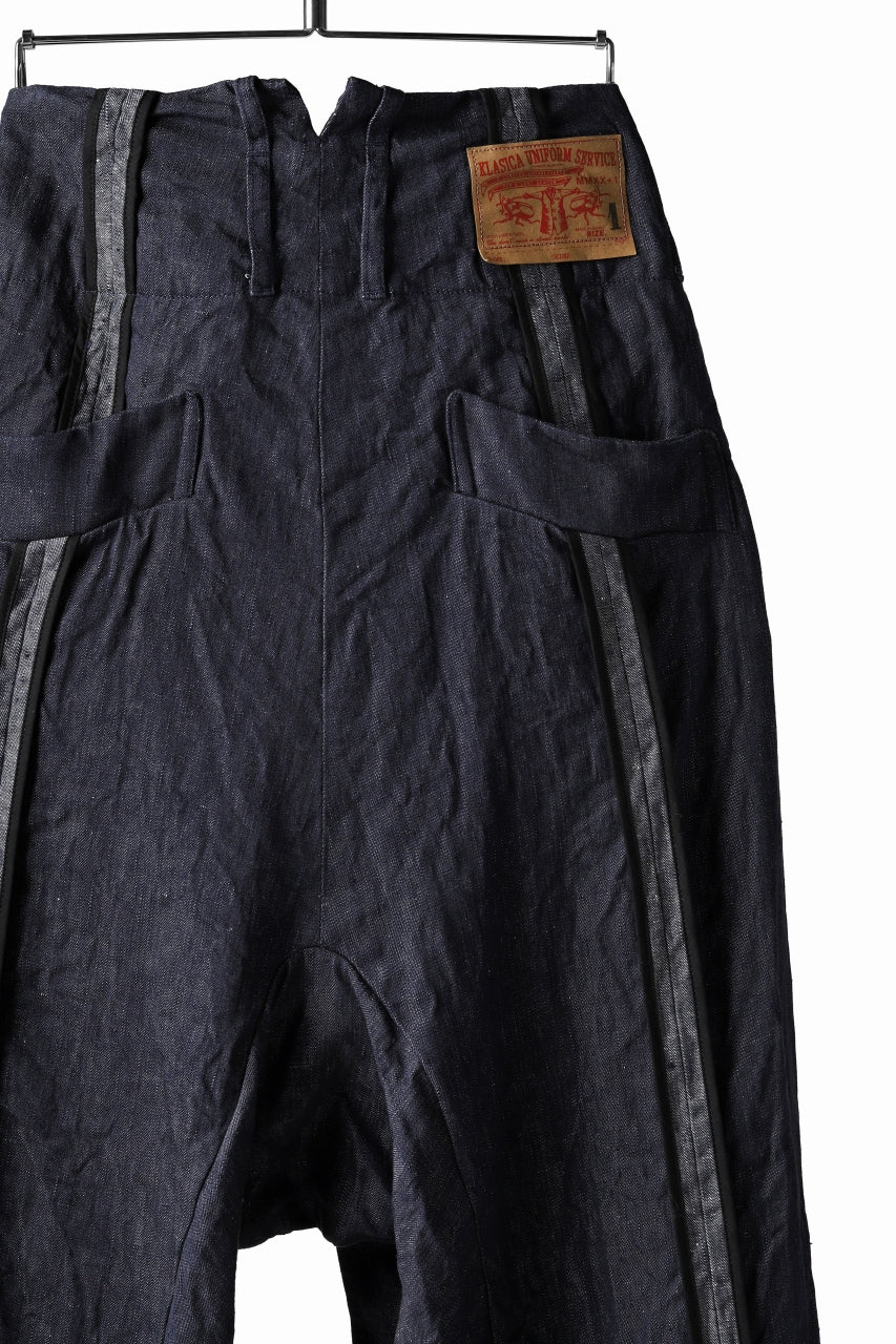 KLASICA SABRON WIDE TAPERED TROUSERS / DEEP DYED LINEN DENIM (NAVY) - Image 28