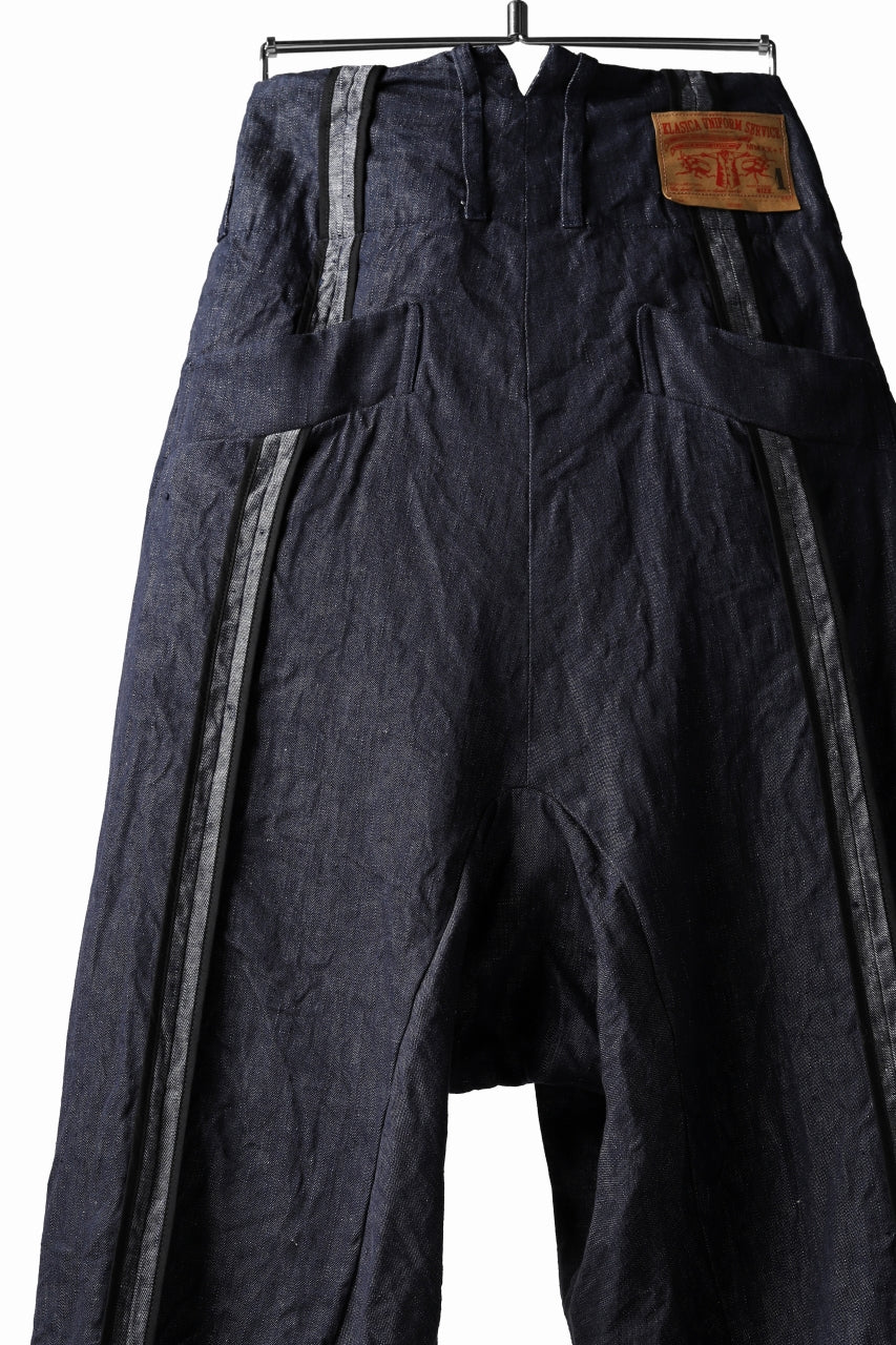 KLASICA SABRON WIDE TAPERED TROUSERS / DEEP DYED LINEN DENIM (NAVY) - Image 29