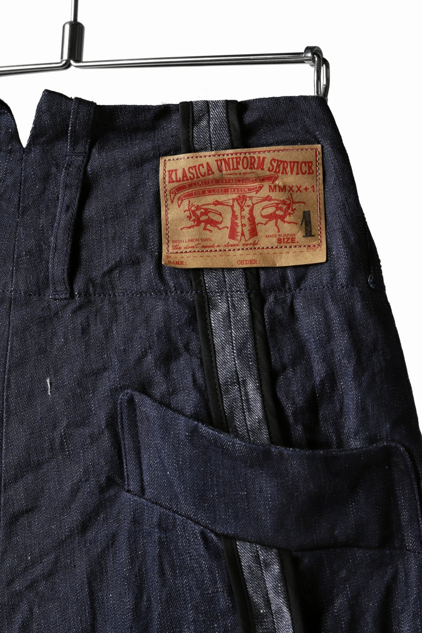 KLASICA SABRON WIDE TAPERED TROUSERS / DEEP DYED LINEN DENIM (NAVY) - Image 30