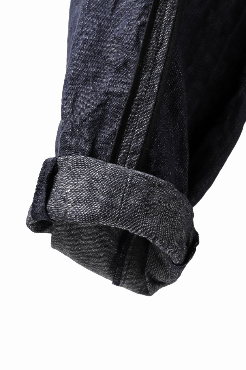 KLASICA SABRON WIDE TAPERED TROUSERS / DEEP DYED LINEN DENIM (NAVY) - Image 32