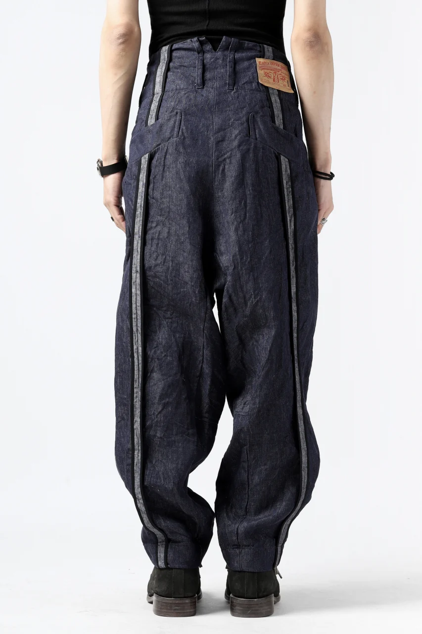 KLASICA SABRON WIDE TAPERED TROUSERS / DEEP DYED LINEN DENIM (NAVY) - Image 8