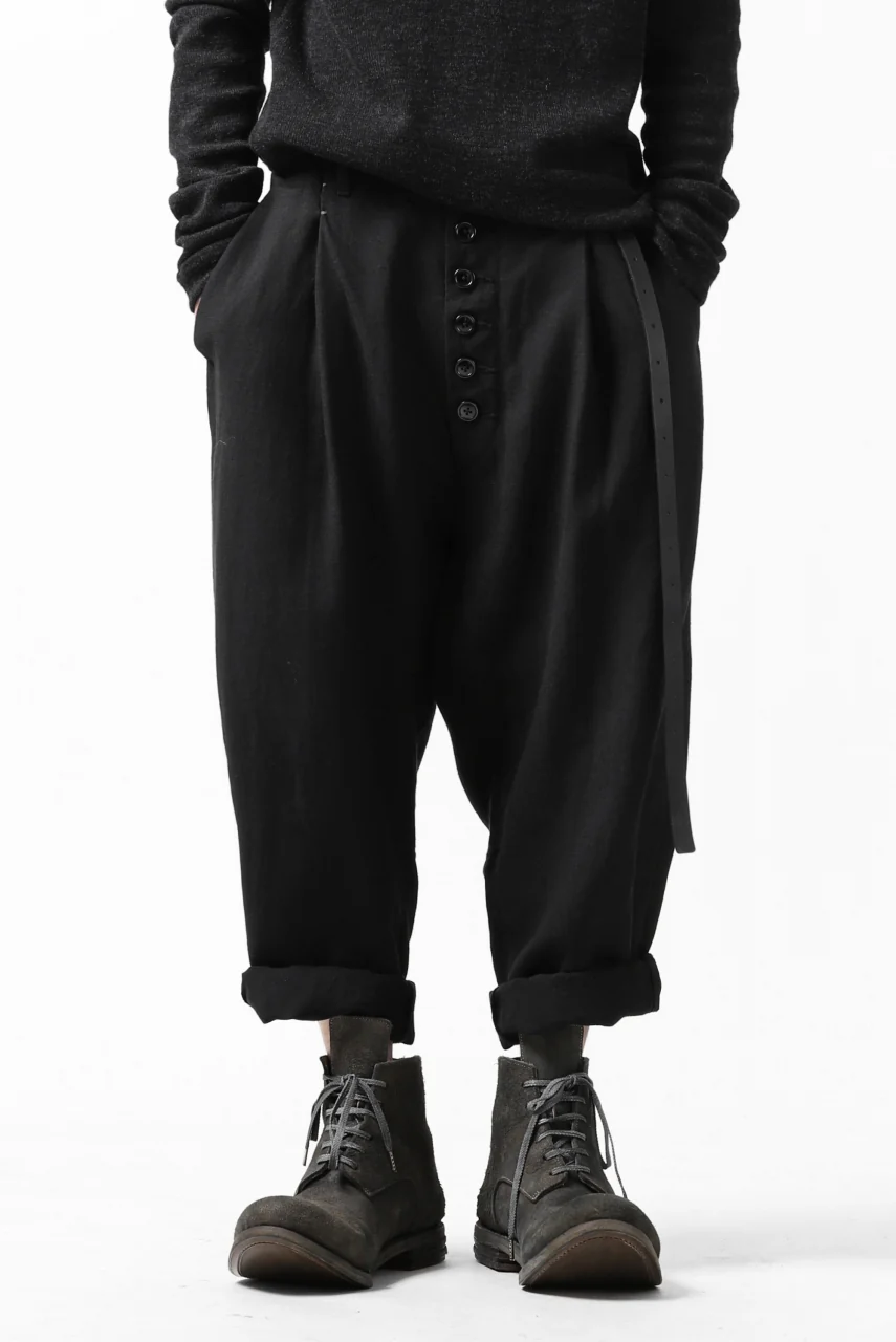 KLASICA SABRON WIDE TAPERED TROUSERS / MONOTONE HOUND TOOTH (BLACK) - Image 2
