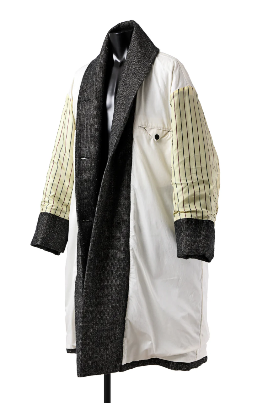 KLASICA SAULT FOLK DOUBLE BREASTED OVER COAT / CLASSIC HERRING BONE (BLACK) - Image 11
