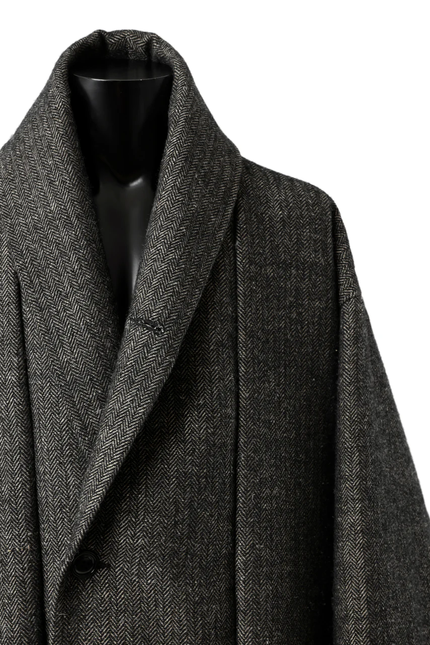 KLASICA SAULT FOLK DOUBLE BREASTED OVER COAT / CLASSIC HERRING BONE (BLACK) - Image 16