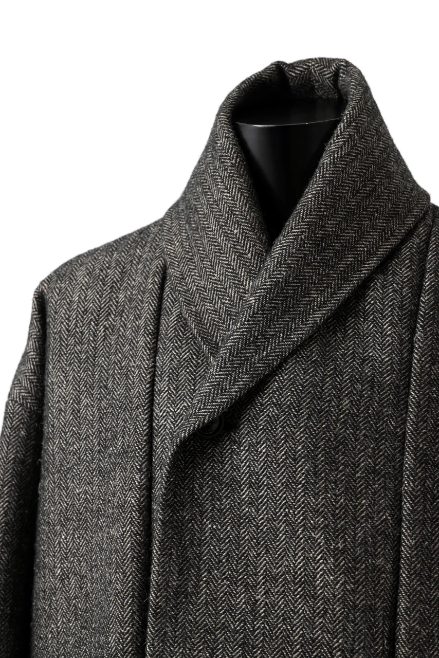 KLASICA SAULT FOLK DOUBLE BREASTED OVER COAT / CLASSIC HERRING BONE (BLACK) - Image 17