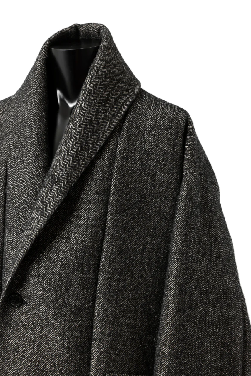 KLASICA SAULT FOLK DOUBLE BREASTED OVER COAT / CLASSIC HERRING BONE (BLACK) - Image 18