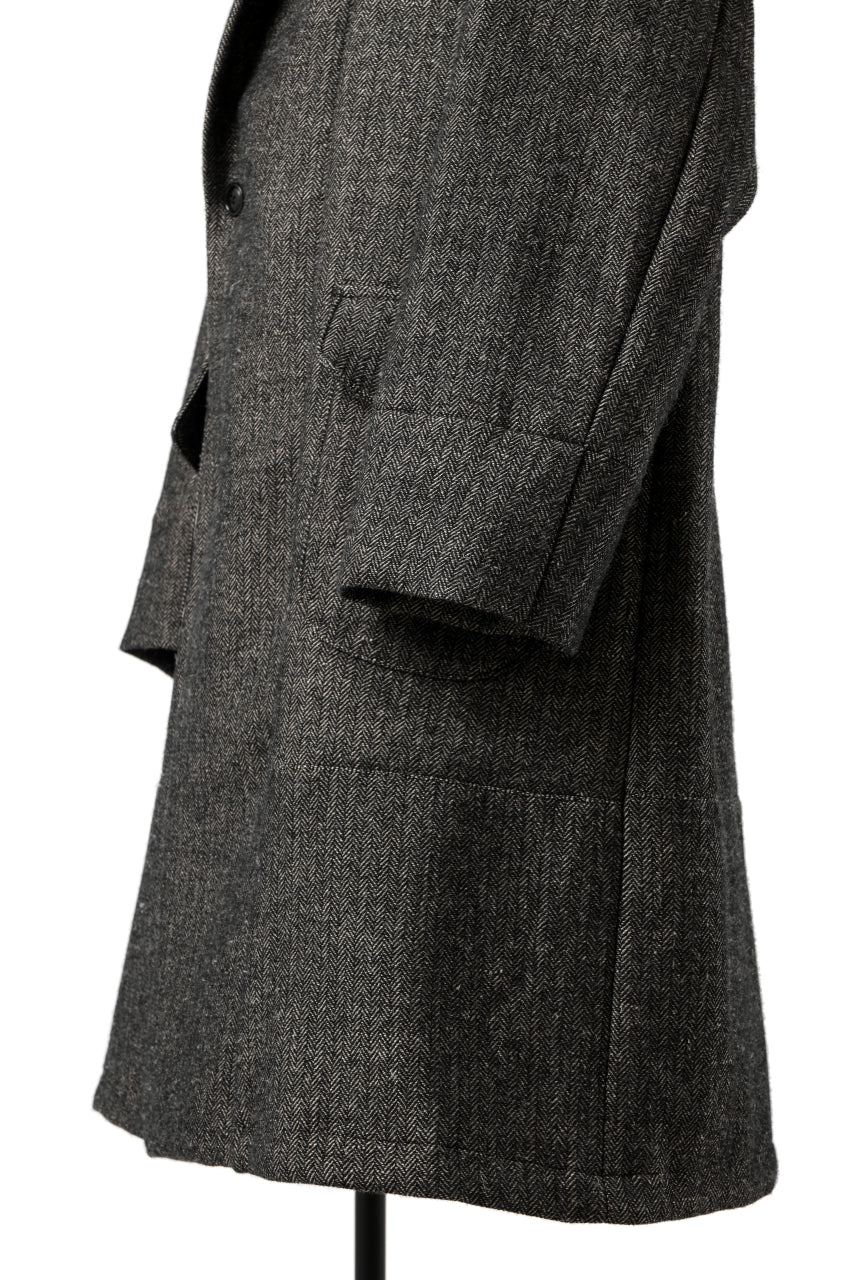 KLASICA SAULT FOLK DOUBLE BREASTED OVER COAT / CLASSIC HERRING BONE (BLACK) - Image 19