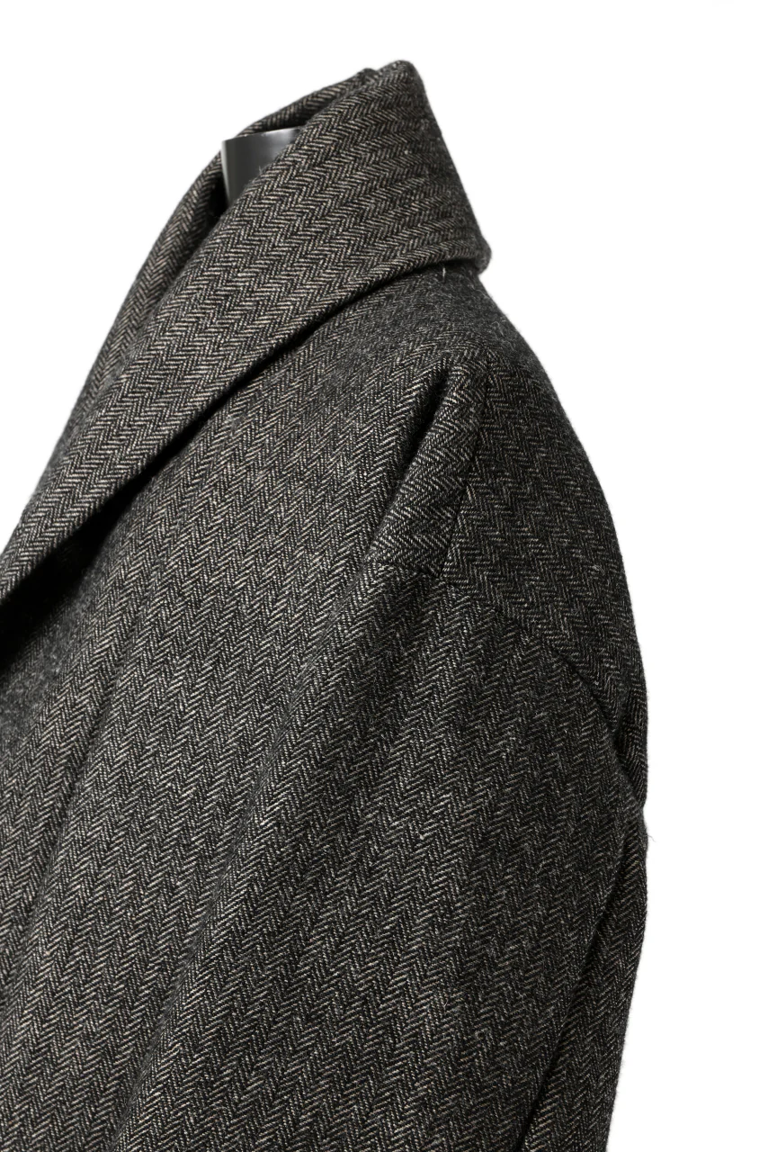 KLASICA SAULT FOLK DOUBLE BREASTED OVER COAT / CLASSIC HERRING BONE (BLACK) - Image 20
