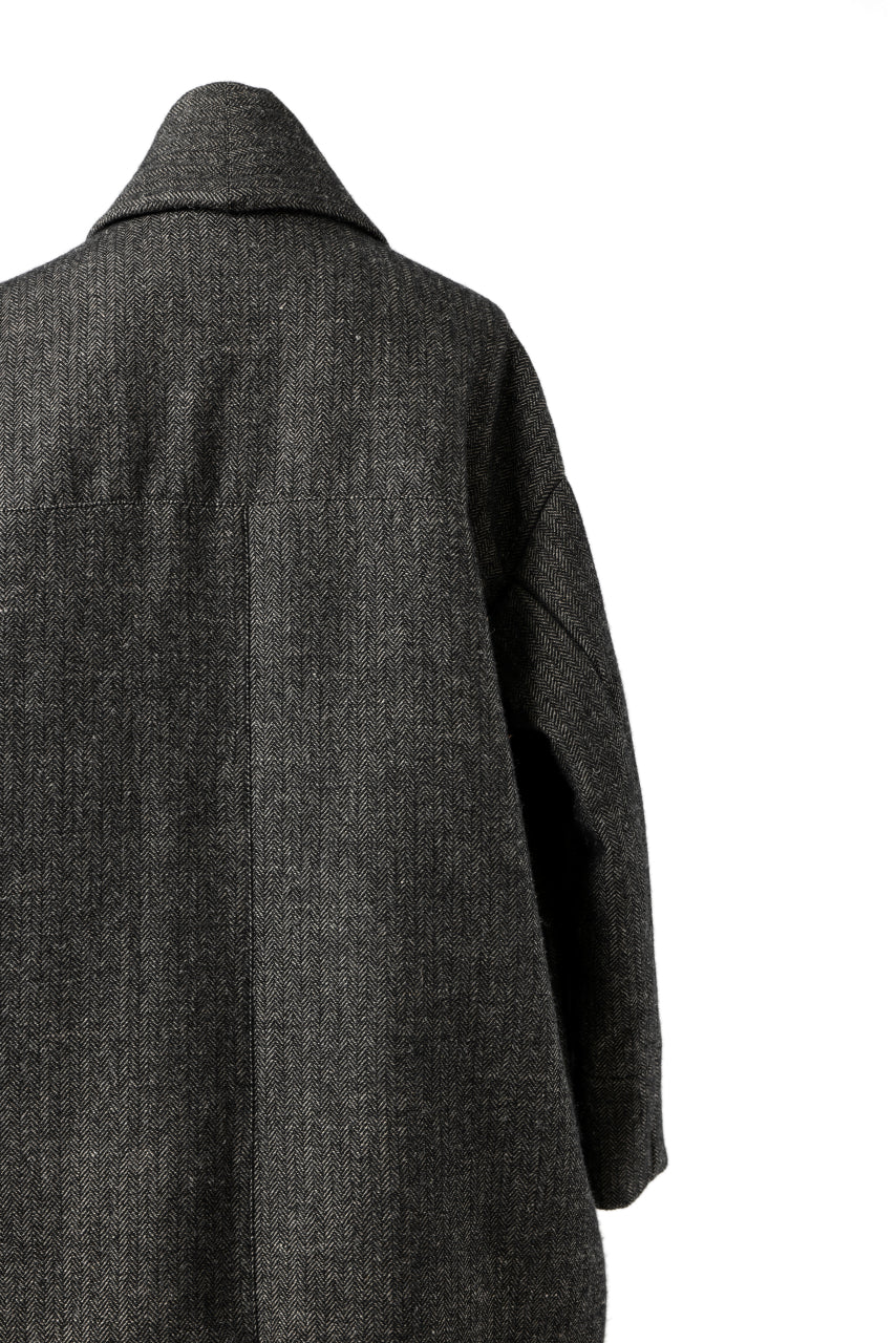 KLASICA SAULT FOLK DOUBLE BREASTED OVER COAT / CLASSIC HERRING BONE (BLACK) - Image 23