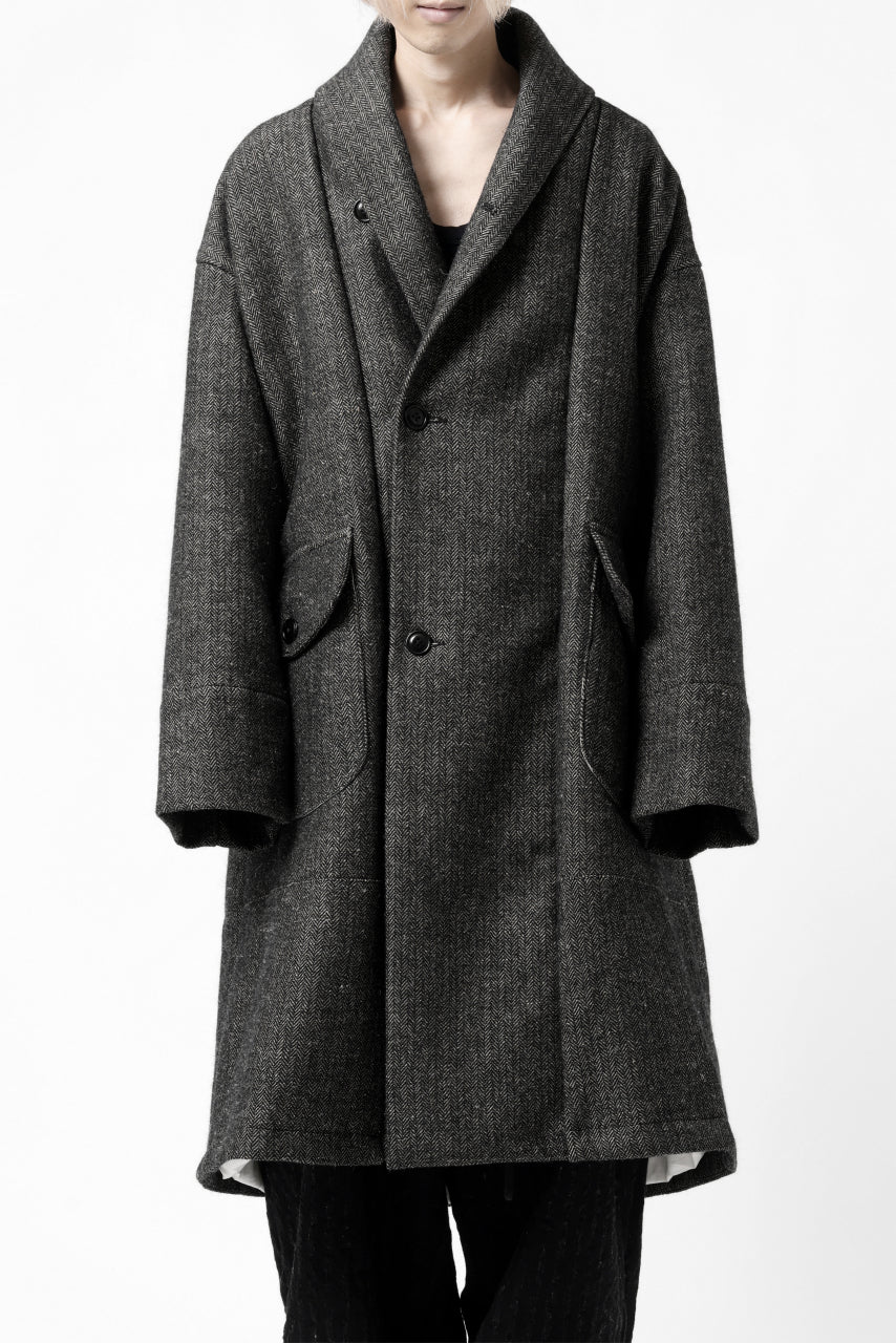 KLASICA SAULT FOLK DOUBLE BREASTED OVER COAT / CLASSIC HERRING BONE (BLACK) - Image 26