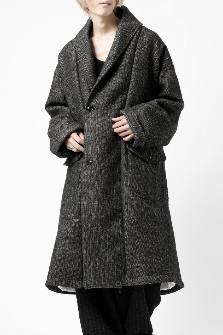 KLASICA SAULT FOLK DOUBLE BREASTED OVER COAT / CLASSIC HERRING BONE (BLACK) - Image 27