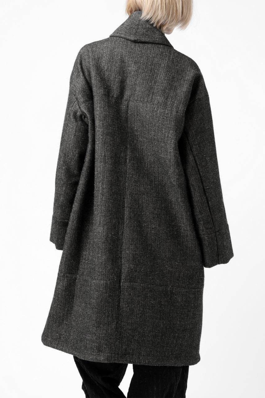 KLASICA SAULT FOLK DOUBLE BREASTED OVER COAT / CLASSIC HERRING BONE (BLACK) - Image 29