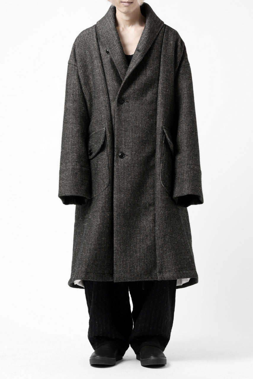 KLASICA SAULT FOLK DOUBLE BREASTED OVER COAT / CLASSIC HERRING BONE (BLACK) - Image 30