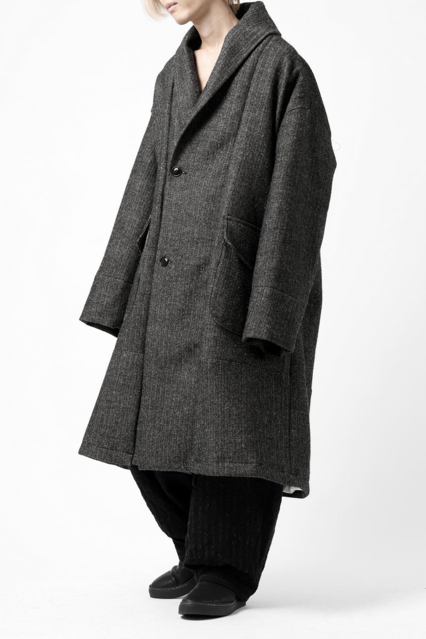 KLASICA SAULT FOLK DOUBLE BREASTED OVER COAT / CLASSIC HERRING BONE (BLACK) - Image 32