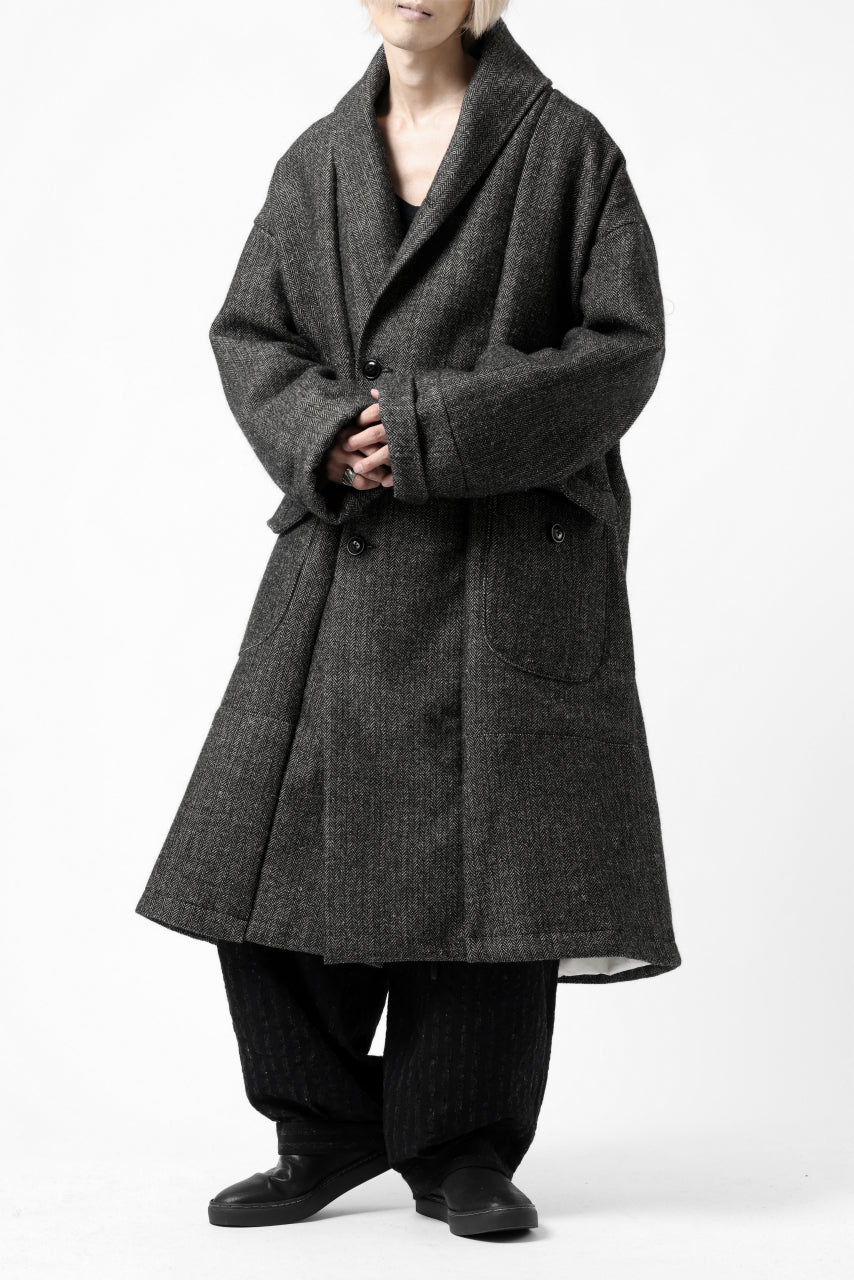 KLASICA SAULT FOLK DOUBLE BREASTED OVER COAT / CLASSIC HERRING BONE (BLACK) - Image 33