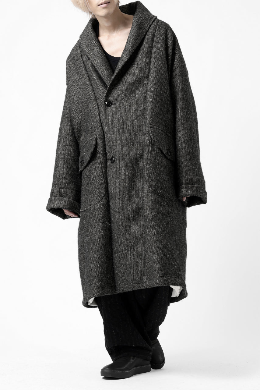 KLASICA SAULT FOLK DOUBLE BREASTED OVER COAT / CLASSIC HERRING BONE (BLACK) - Image 34
