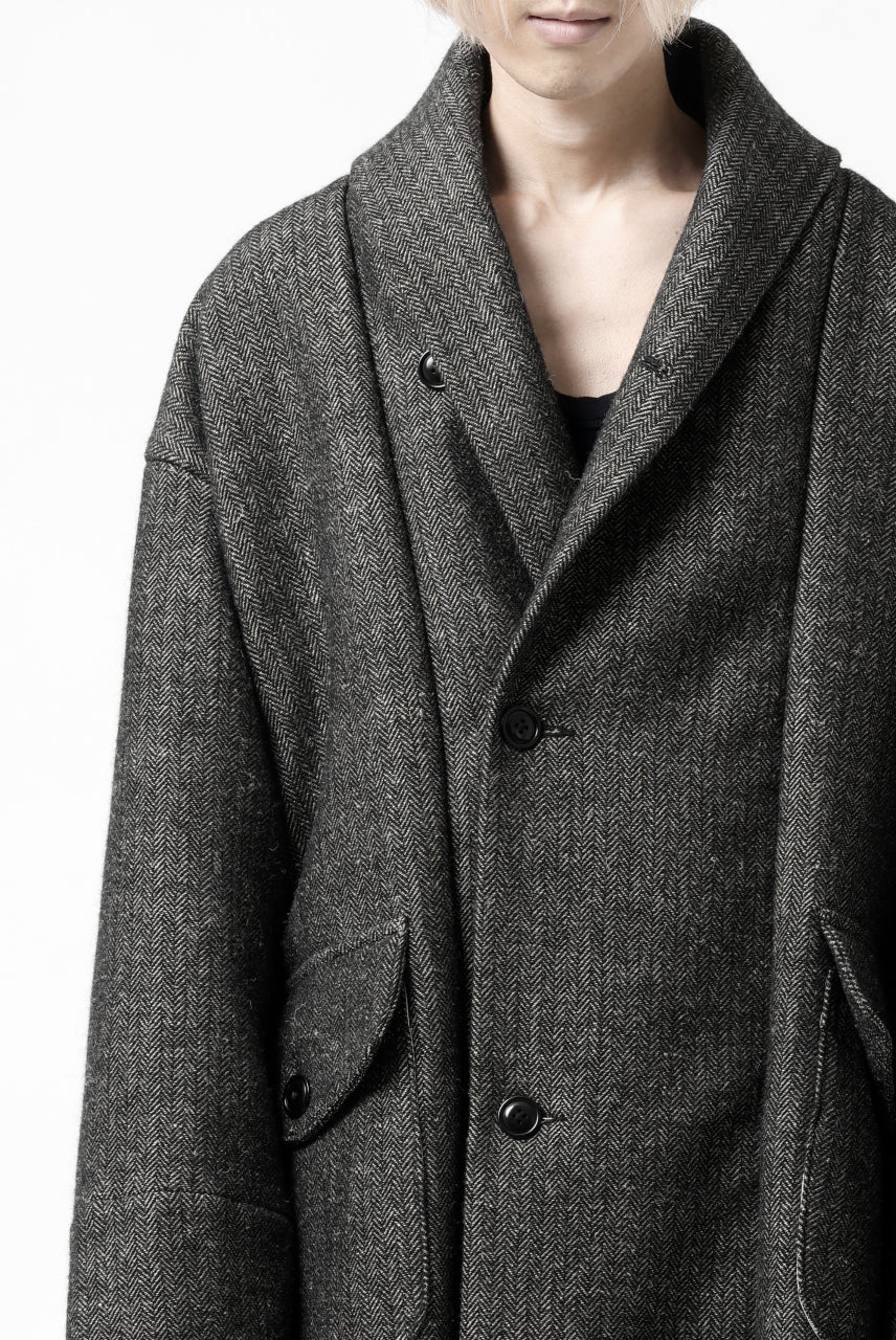 KLASICA SAULT FOLK DOUBLE BREASTED OVER COAT / CLASSIC HERRING BONE (BLACK) - Image 36