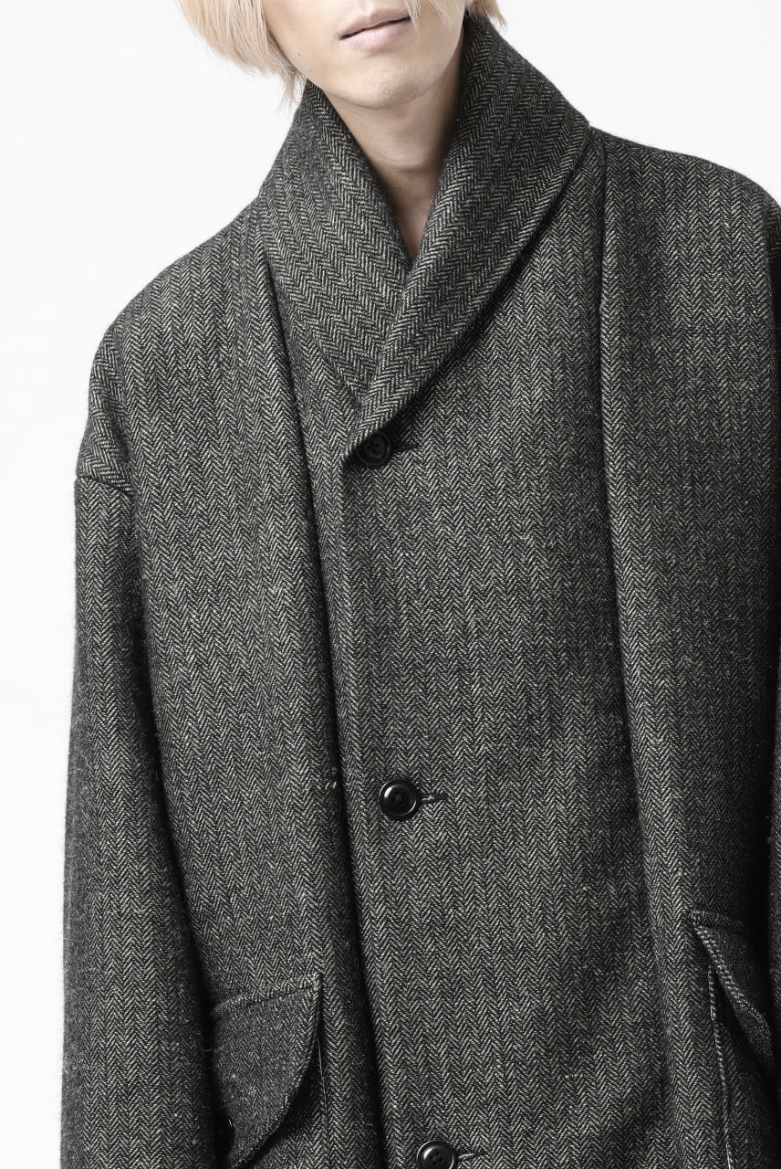 KLASICA SAULT FOLK DOUBLE BREASTED OVER COAT / CLASSIC HERRING BONE (BLACK) - Image 37