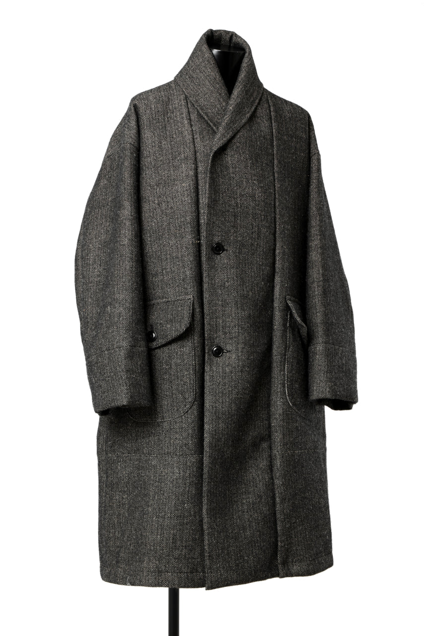 KLASICA SAULT FOLK DOUBLE BREASTED OVER COAT / CLASSIC HERRING BONE (BLACK) - Image 4