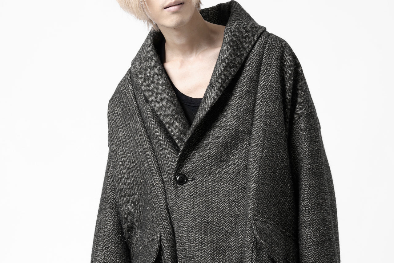 KLASICA SAULT FOLK DOUBLE BREASTED OVER COAT / CLASSIC HERRING BONE (BLACK) - Image 41