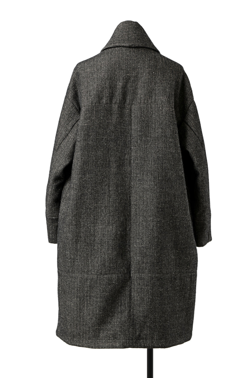 KLASICA SAULT FOLK DOUBLE BREASTED OVER COAT / CLASSIC HERRING BONE (BLACK) - Image 7
