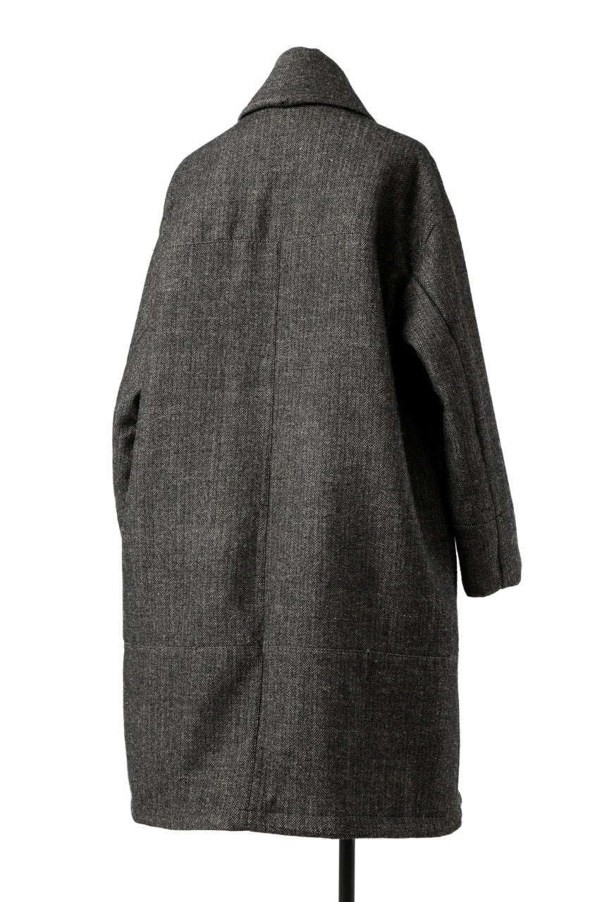KLASICA SAULT FOLK DOUBLE BREASTED OVER COAT / CLASSIC HERRING BONE (BLACK) - Image 8