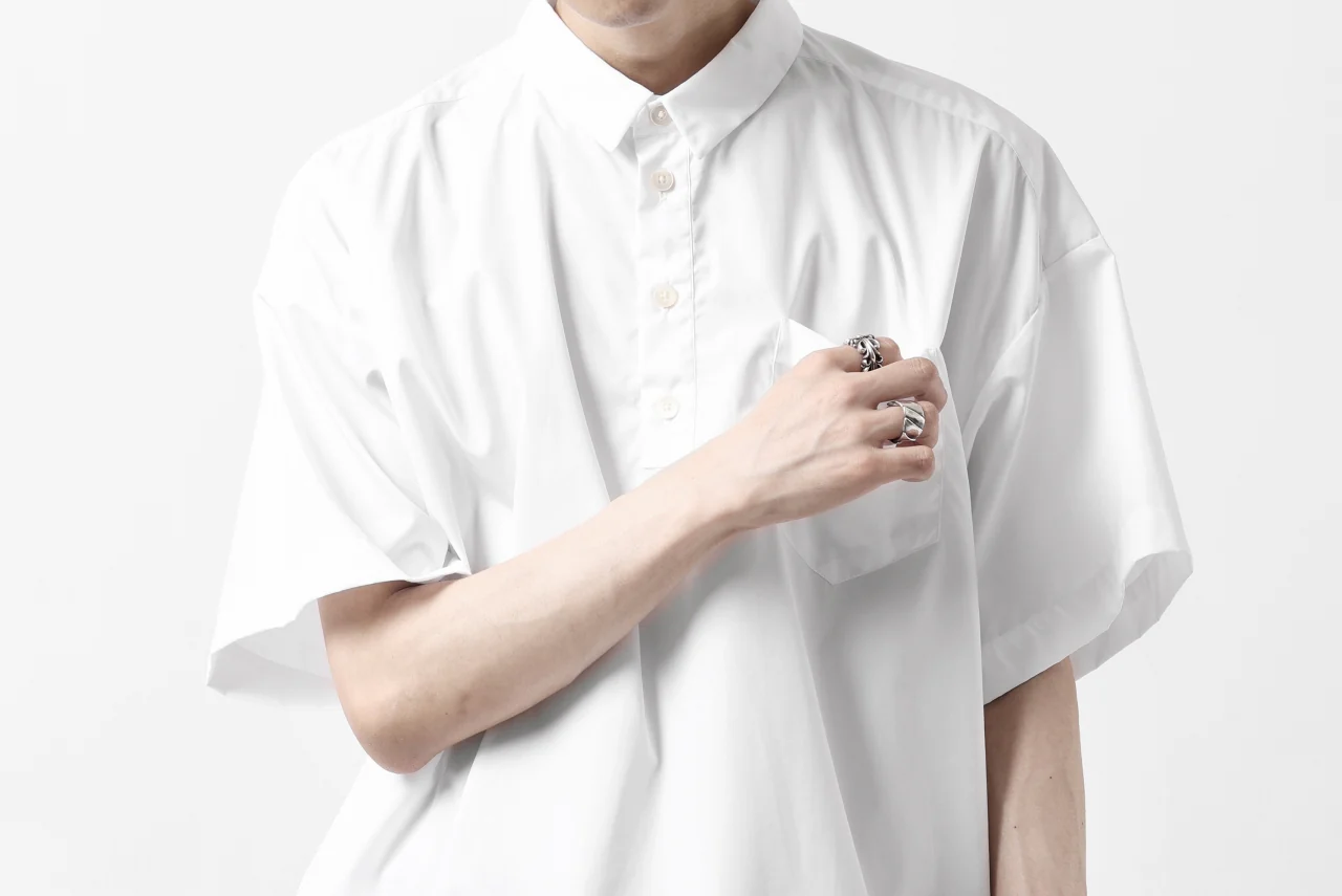 KLASICA SH-010 BOXY MINIMAL HALF SLEEVE SHIRT / THOMAS MASON'S 120/2 POPLIN (WHITE) - Image 36