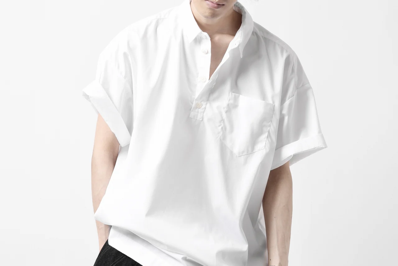 KLASICA SH-010 BOXY MINIMAL HALF SLEEVE SHIRT / THOMAS MASON'S 120/2 POPLIN (WHITE) - Image 37