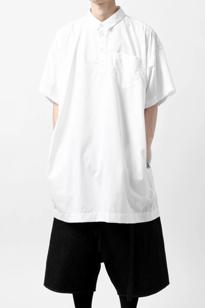 KLASICA SH-010 BOXY MINIMAL HALF SLEEVE SHIRT / THOMAS MASON'S 120/2 POPLIN (WHITE) - Image 4