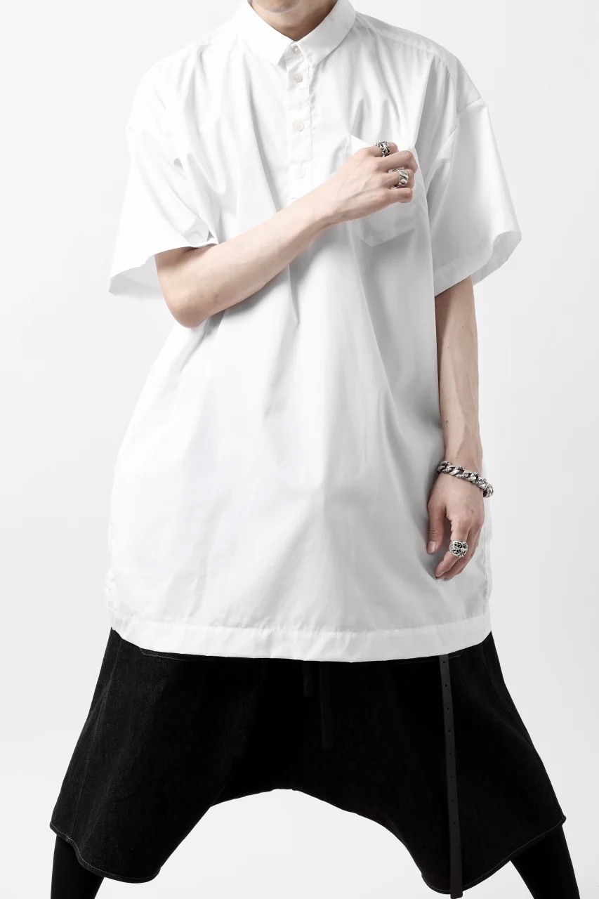 KLASICA SH-010 BOXY MINIMAL HALF SLEEVE SHIRT / THOMAS MASON'S 120/2 POPLIN (WHITE) - Image 7