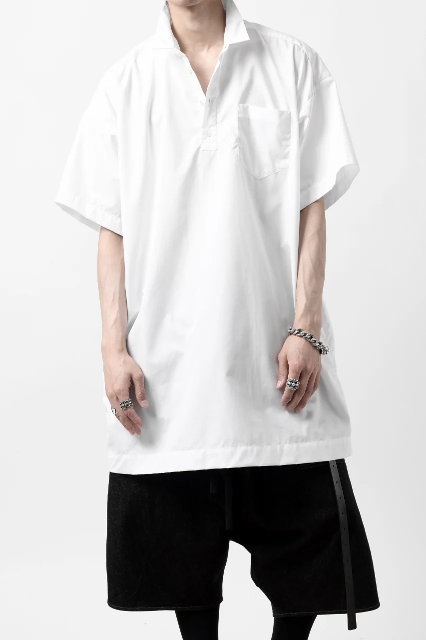 KLASICA SH-010 BOXY MINIMAL HALF SLEEVE SHIRT / THOMAS MASON'S 120/2 POPLIN (WHITE) - Image 8