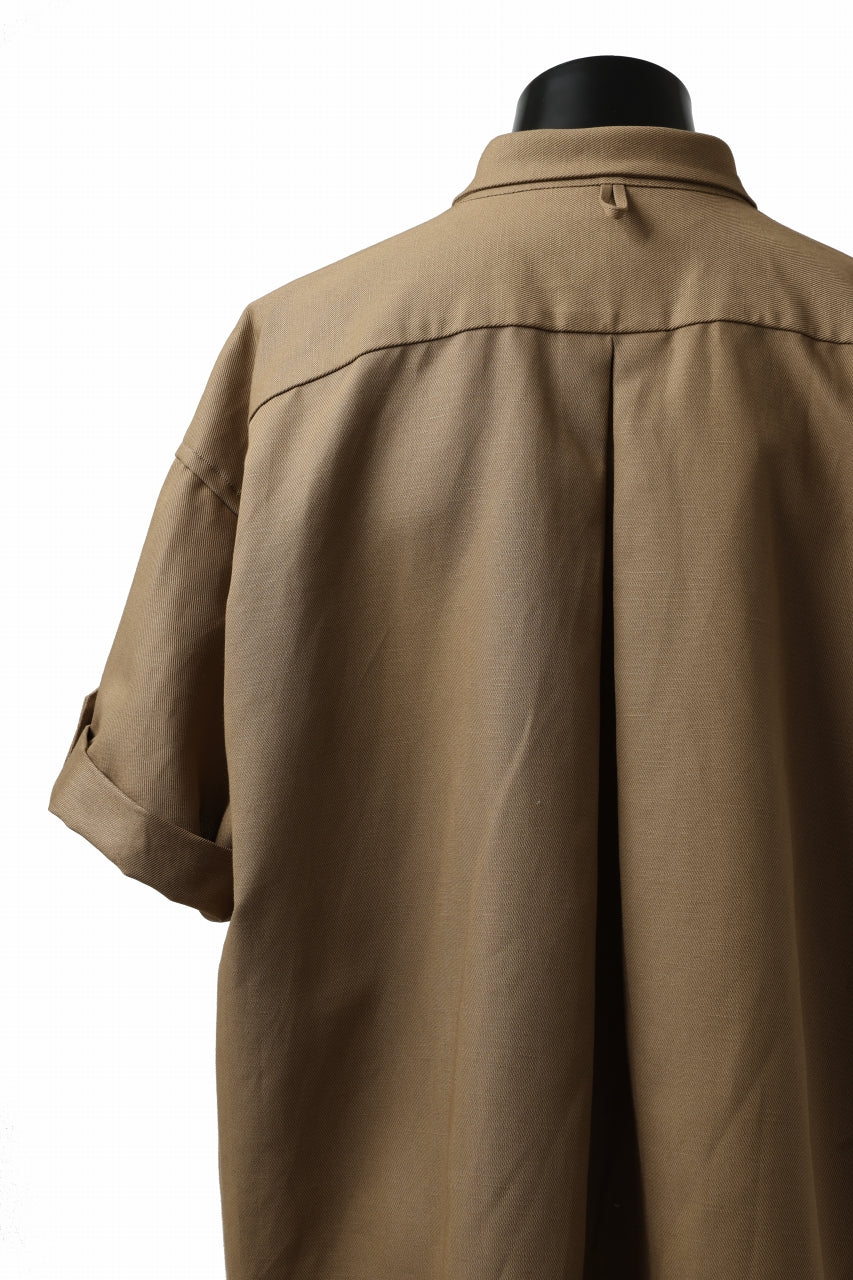 KLASICA SH-034 LOOSE FIT ROLL UP HALF SLEEVE SHIRT / C/L HIGH RISE TWILL (AMBER) - Image 10