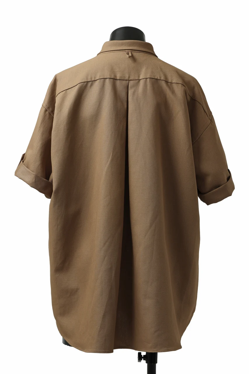 KLASICA SH-034 LOOSE FIT ROLL UP HALF SLEEVE SHIRT / C/L HIGH RISE TWILL (AMBER) - Image 3