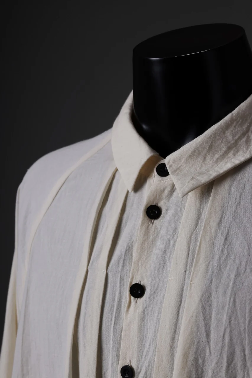 KLASICA SH-043 - Tw 2 POCKETS ATELIER BLOUSE / LOOSE WOVEN TYPE WRITER (ECRU) - Image 11