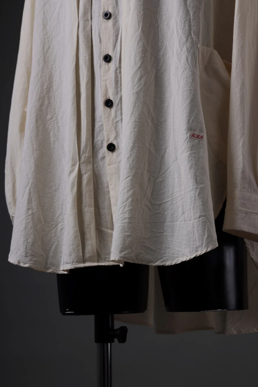KLASICA SH-043 - Tw 2 POCKETS ATELIER BLOUSE / LOOSE WOVEN TYPE WRITER (ECRU) - Image 12