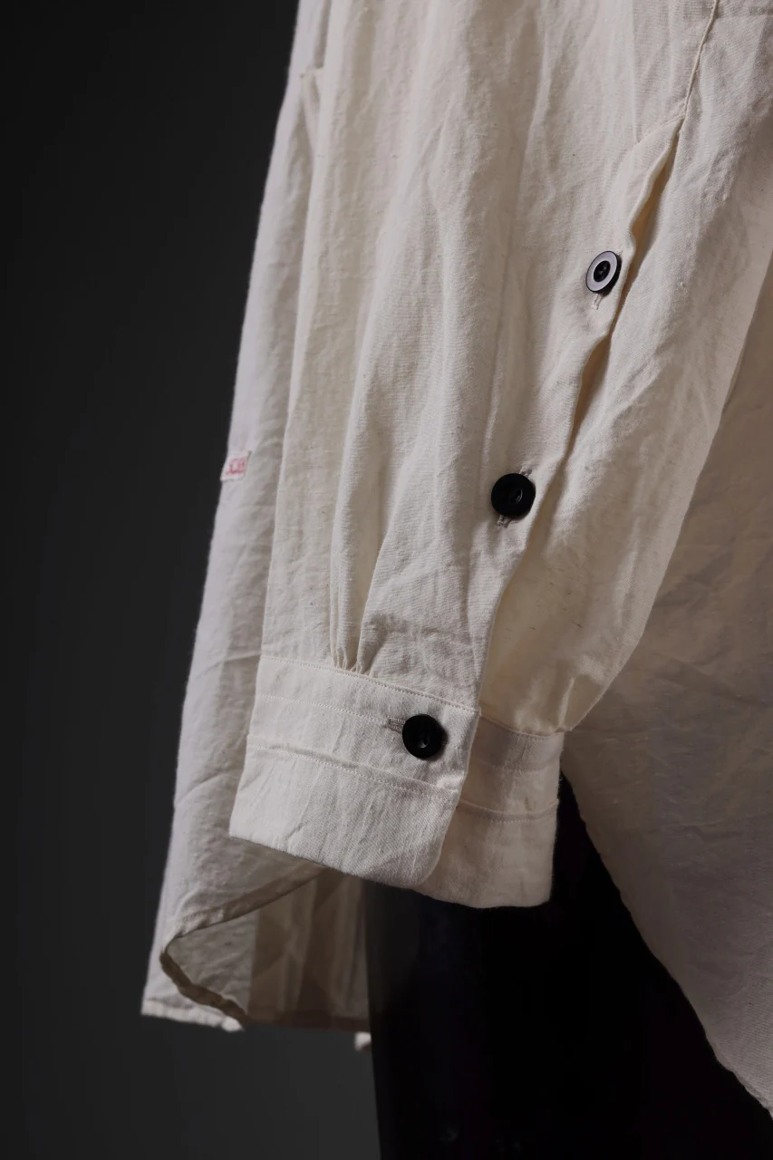 KLASICA SH-043 - Tw 2 POCKETS ATELIER BLOUSE / LOOSE WOVEN TYPE WRITER (ECRU) - Image 13