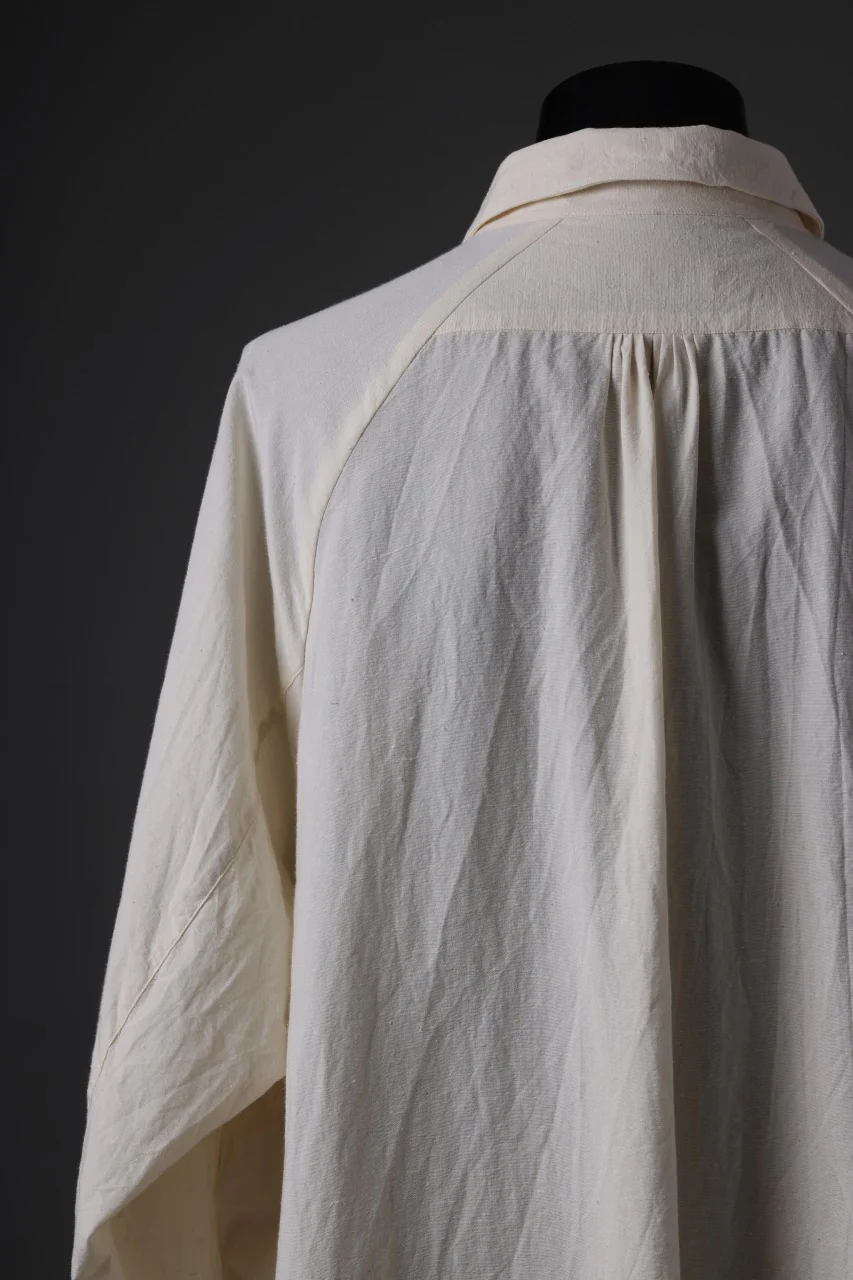 KLASICA SH-043 - Tw 2 POCKETS ATELIER BLOUSE / LOOSE WOVEN TYPE WRITER (ECRU) - Image 14