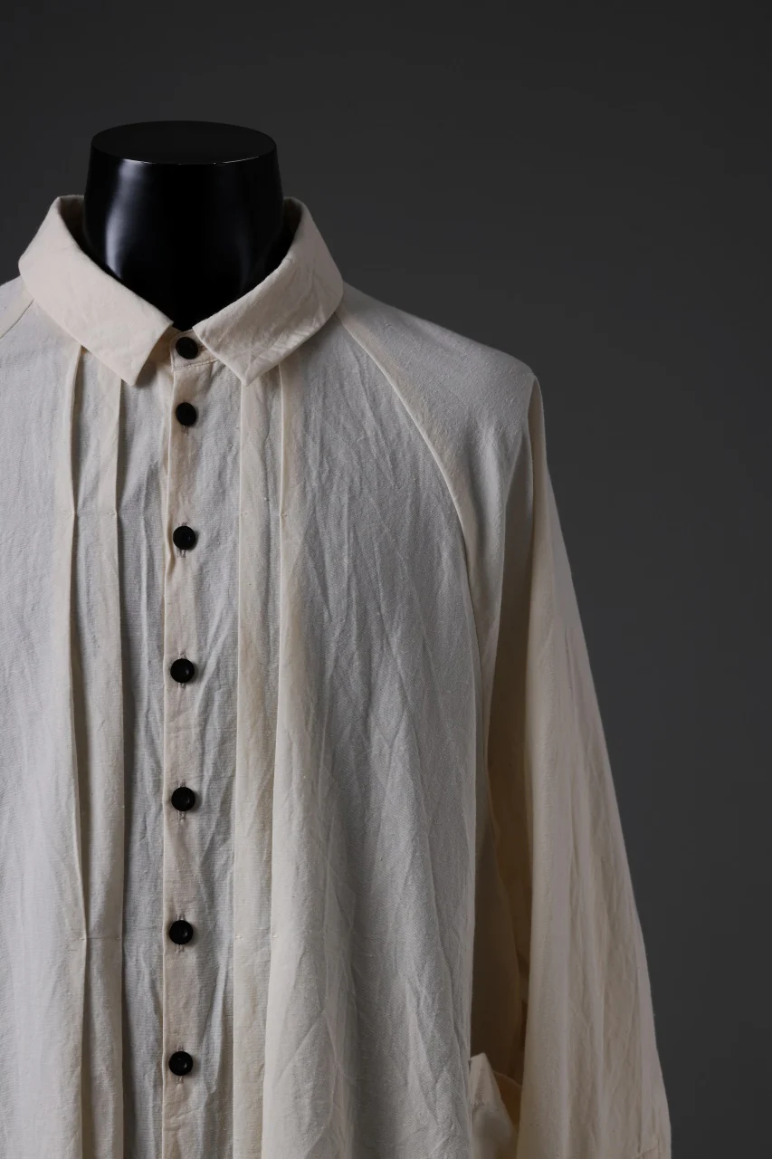 KLASICA SH-043 - Tw 2 POCKETS ATELIER BLOUSE / LOOSE WOVEN TYPE WRITER (ECRU) - Image 7