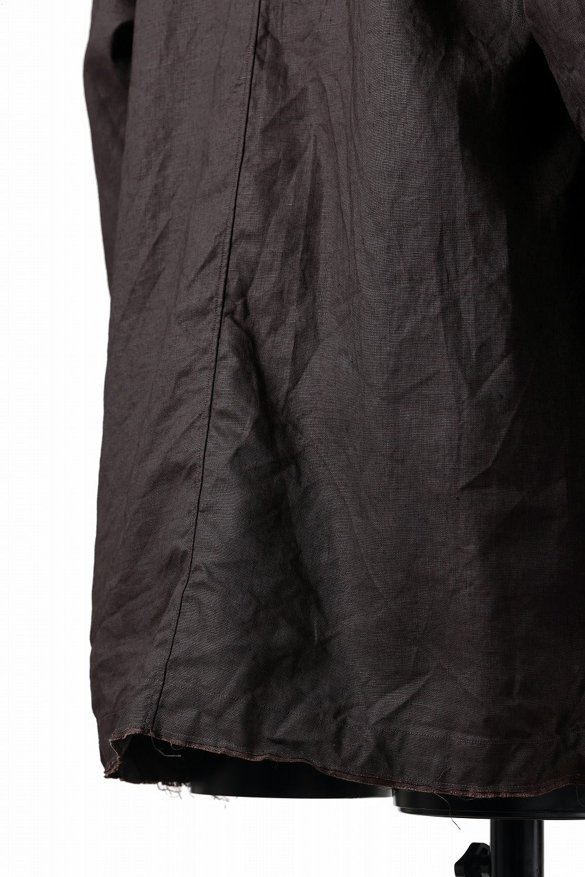 KLASICA "SH-044" SPLIT RAGLAN COLLAR LESS SHIRTS / BENGARA & SUMI COATED LINEN (BENGARA) - Image 16