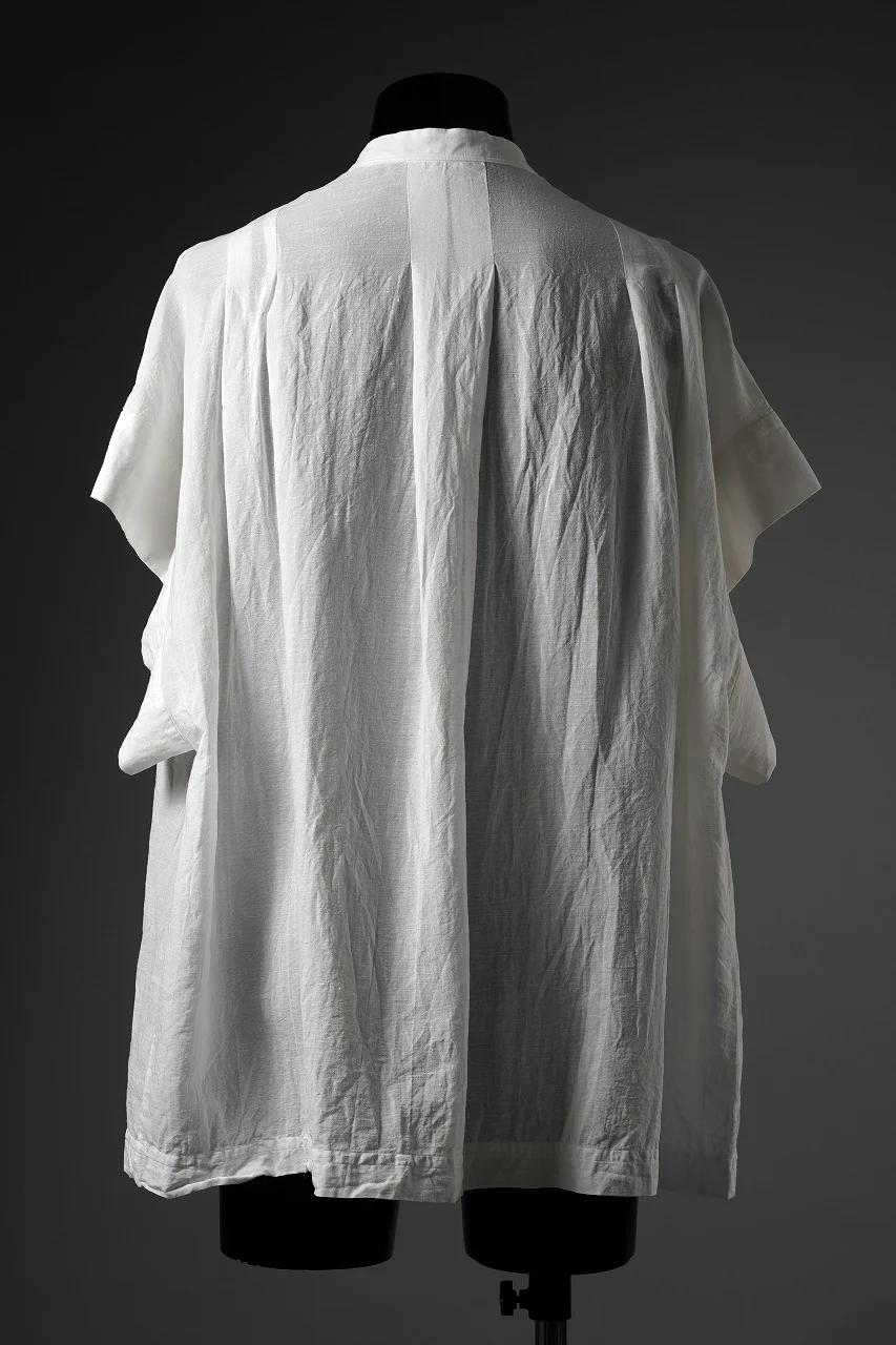 KLASICA "SH-046" KIMONO SLEEVE SQUARE SHIRTS / TRANSLUCENT VINTAGE FACE WEAVE (WHITE) - Image 5