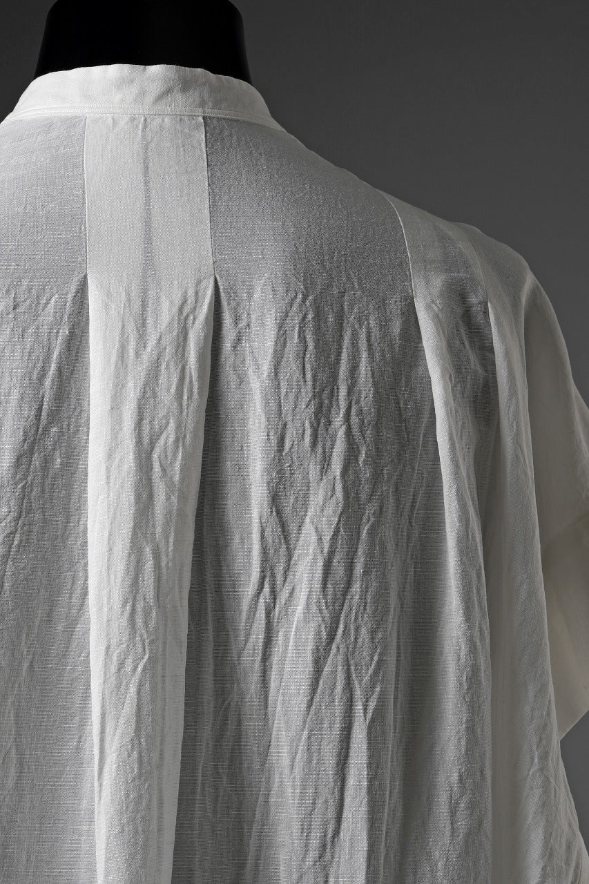KLASICA "SH-046" KIMONO SLEEVE SQUARE SHIRTS / TRANSLUCENT VINTAGE FACE WEAVE (WHITE) - Image 6