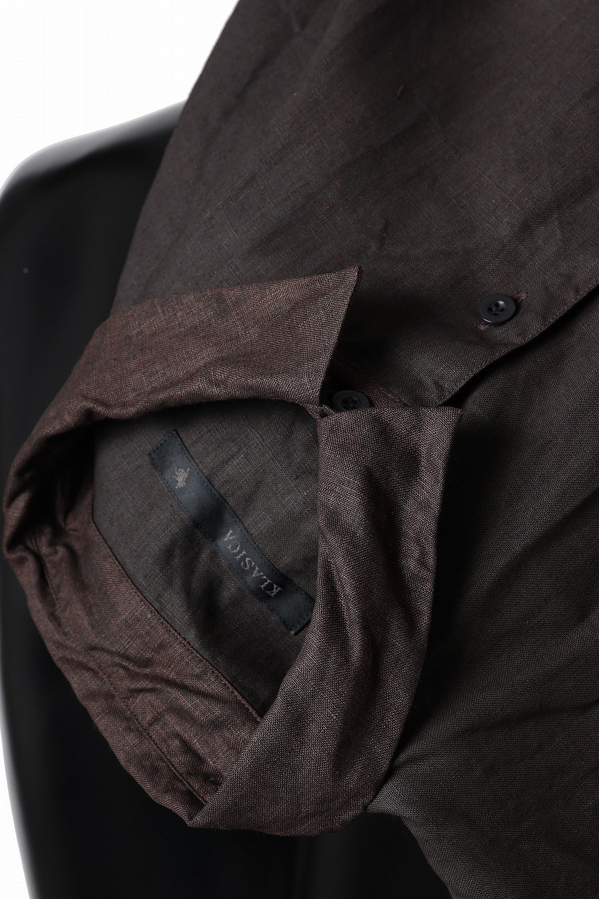 KLASICA "SH-047" EXTRA DROPPED 1/2 SLEEVE SHIRTS / BENGARA & SUMI COATED LINEN (BENGARA) - Image 14