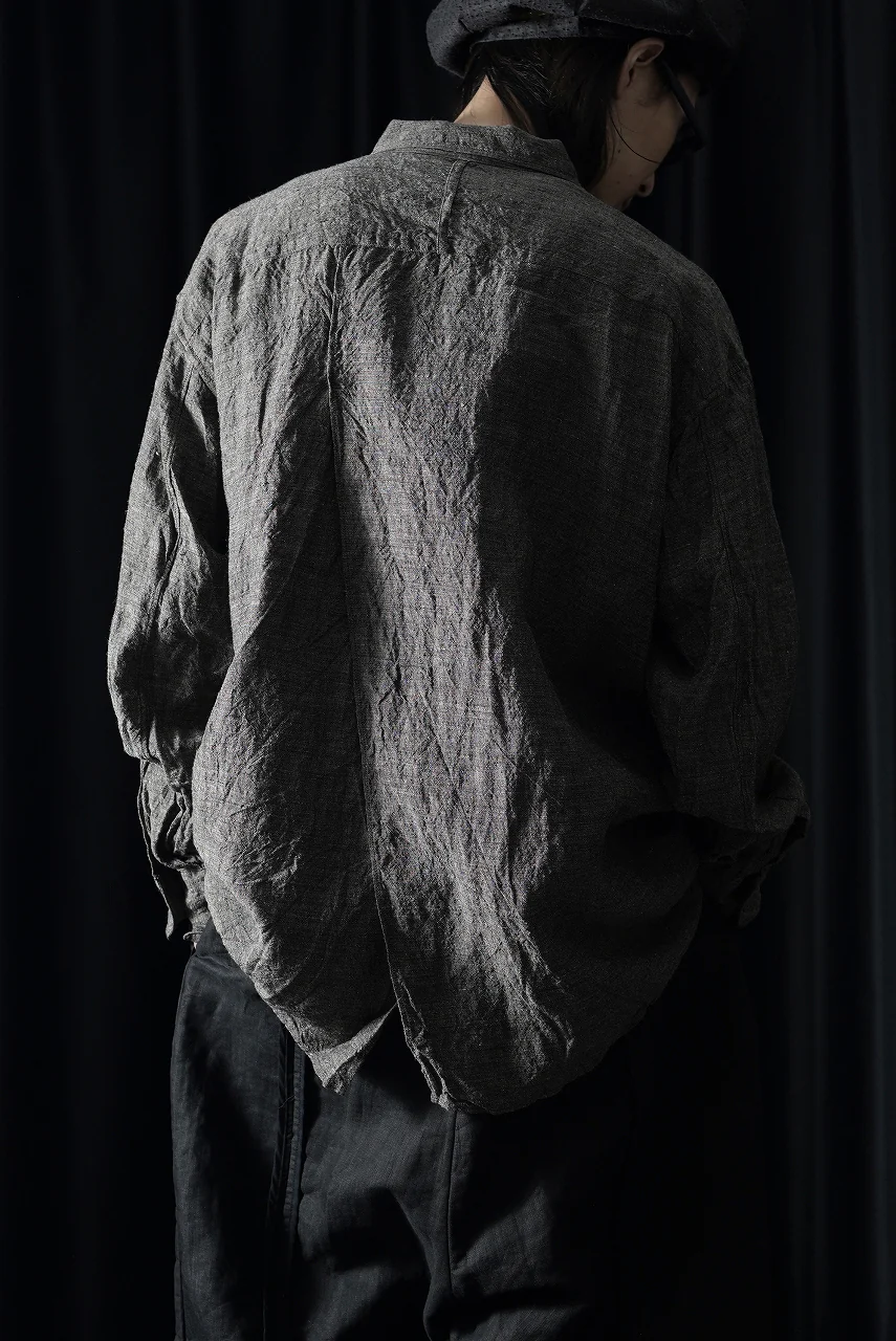 KLASICA "SH-051" BACK FLAP SHIRTS with BIG POCKETS / ANCIENT COLORED LINEN CHAMBRAY (BROWN) - Image 10