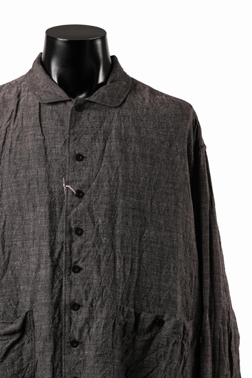 KLASICA "SH-051" BACK FLAP SHIRTS with BIG POCKETS / ANCIENT COLORED LINEN CHAMBRAY (BROWN) - Image 5