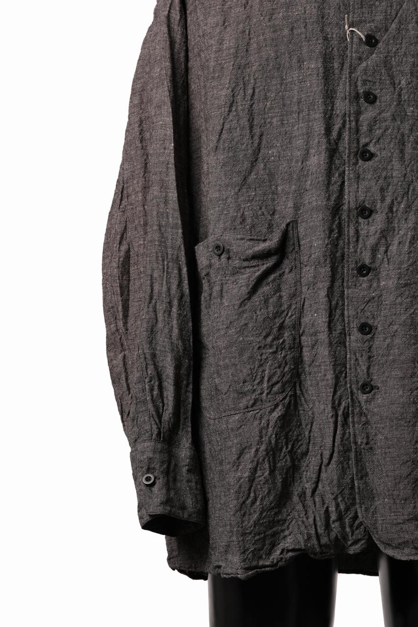 KLASICA "SH-051" BACK FLAP SHIRTS with BIG POCKETS / ANCIENT COLORED LINEN CHAMBRAY (BROWN) - Image 6