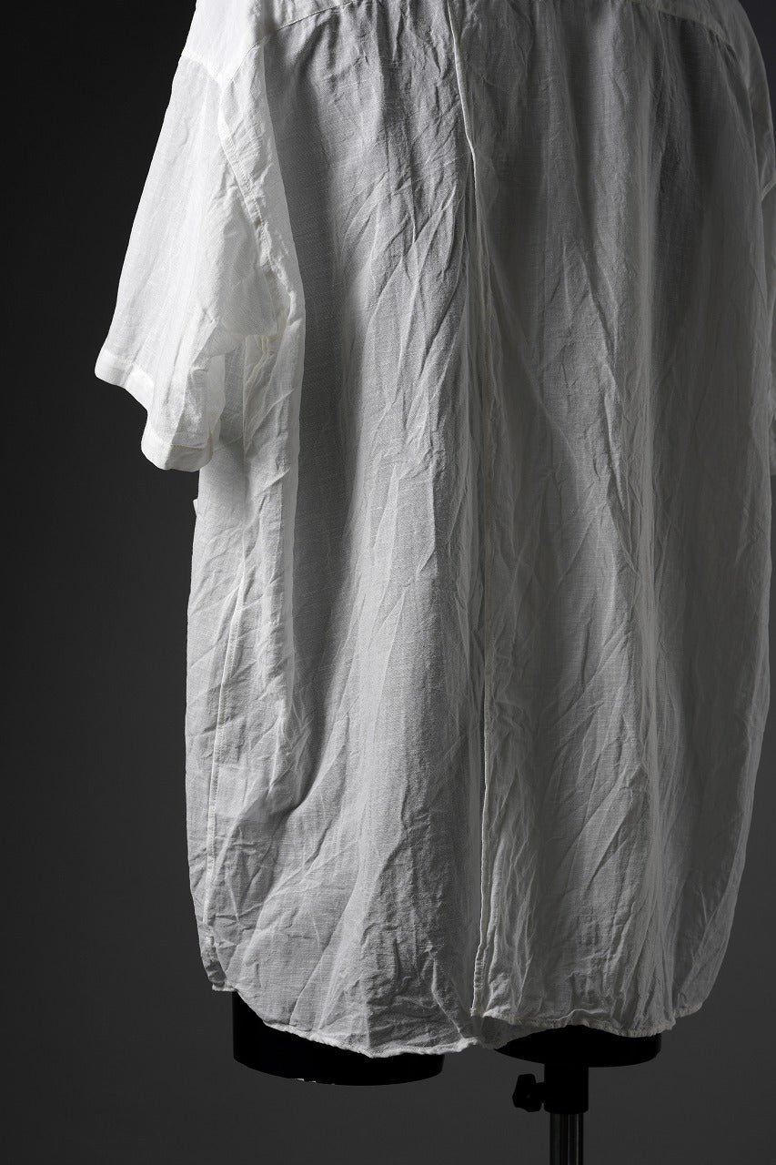 KLASICA "SH-052" BACK FLAP H/S SHIRTS with BIG POCKETS / TRANSLUCENT VINTAGE FACE WEAVE (WHITE) - Image 3