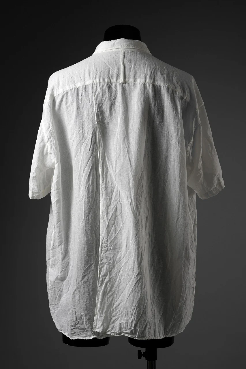 KLASICA "SH-052" BACK FLAP H/S SHIRTS with BIG POCKETS / TRANSLUCENT VINTAGE FACE WEAVE (WHITE) - Image 5