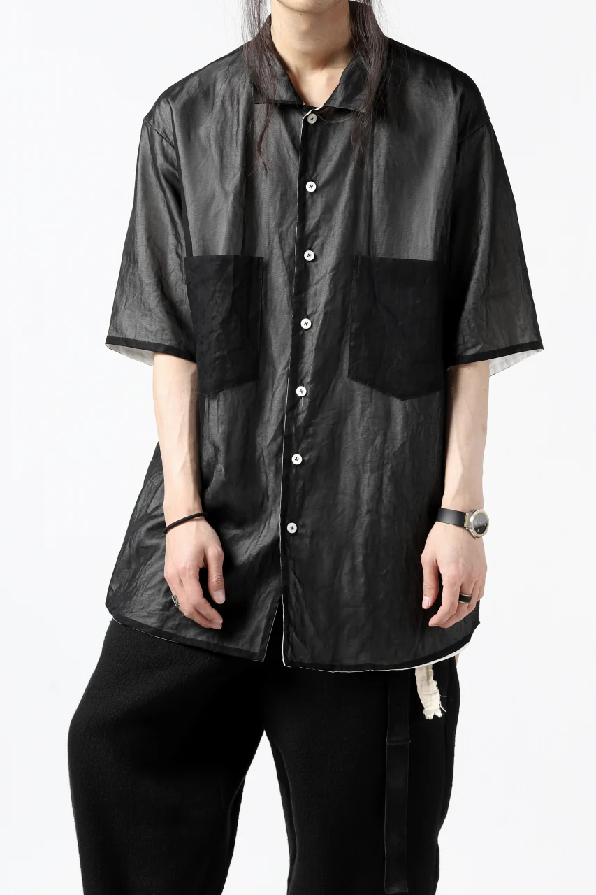 KLASICA SH-33(edit.2) LAYERED SHIRT / TRANSLUCENT ORGANDY (BLACK) - Image 28