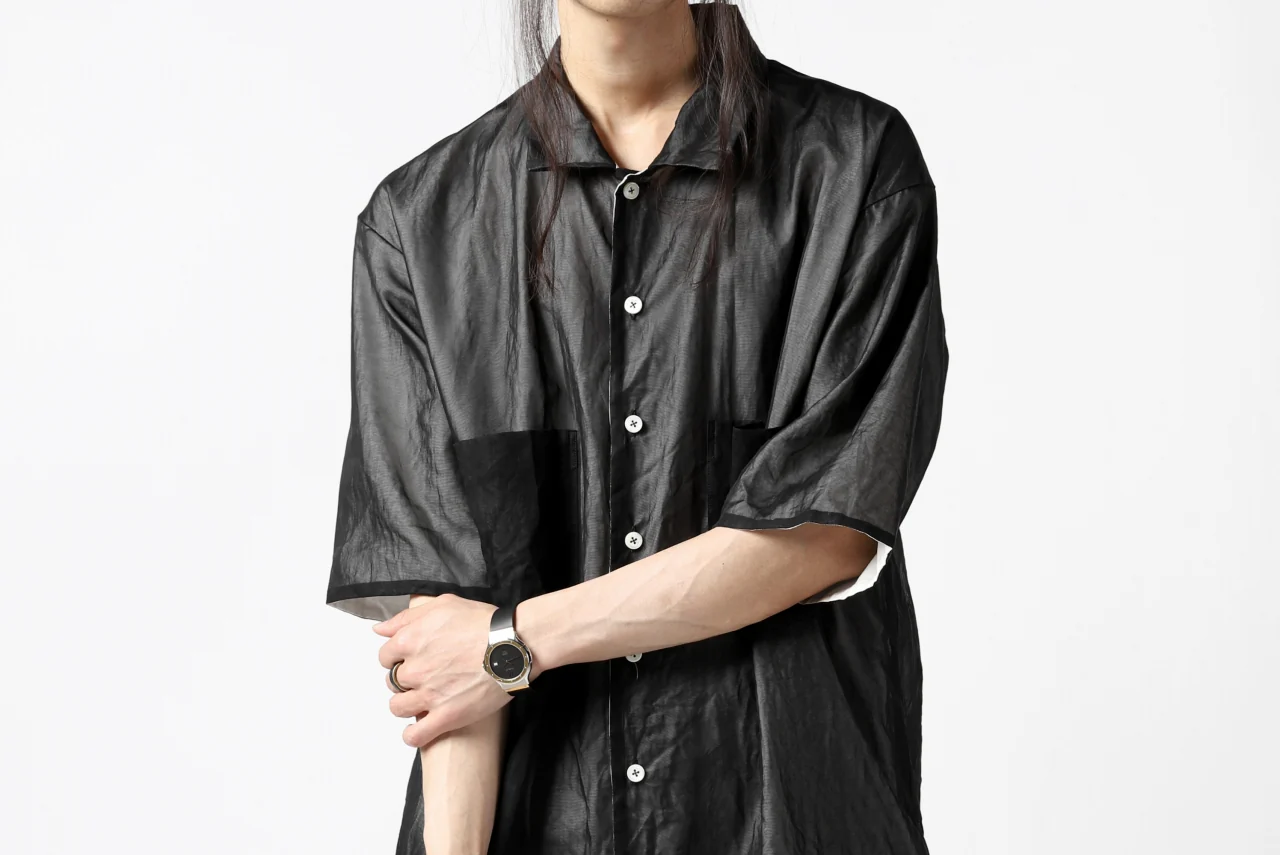 KLASICA SH-33(edit.2) LAYERED SHIRT / TRANSLUCENT ORGANDY (BLACK) - Image 34